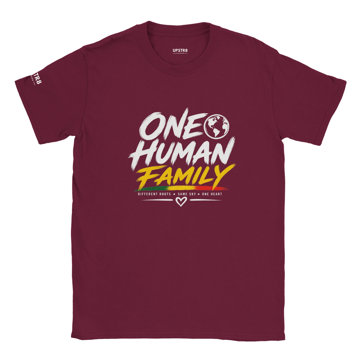 Upstr8 One Human Family T-shirt (Backprint)